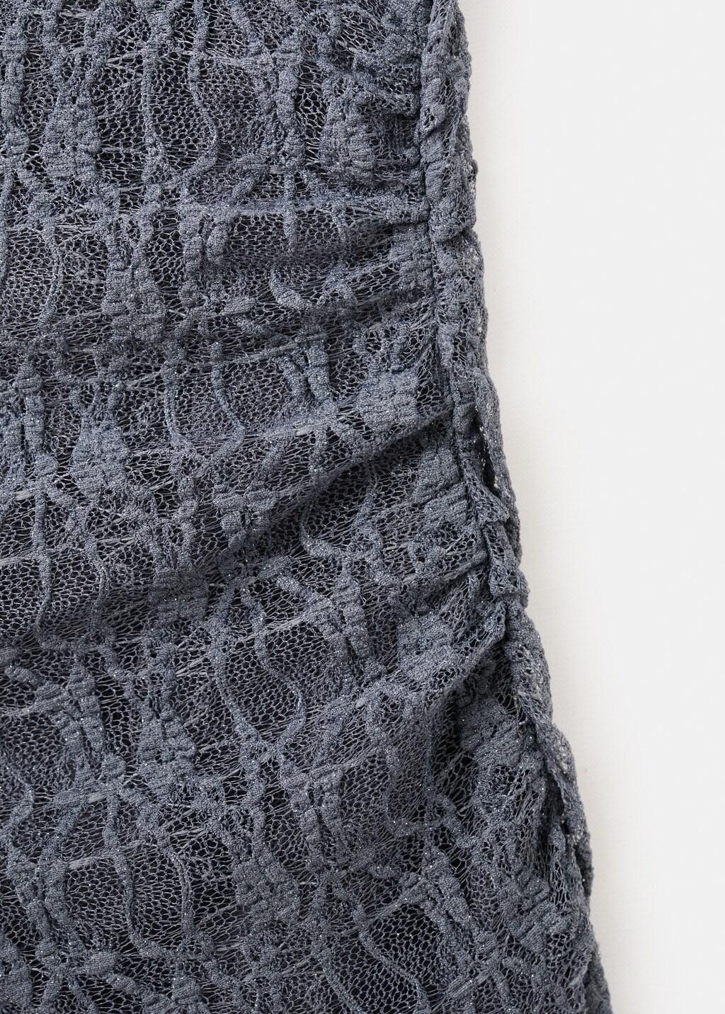 Grey Lace Top With Asymmetrical Neckline, Grey, large image number 1