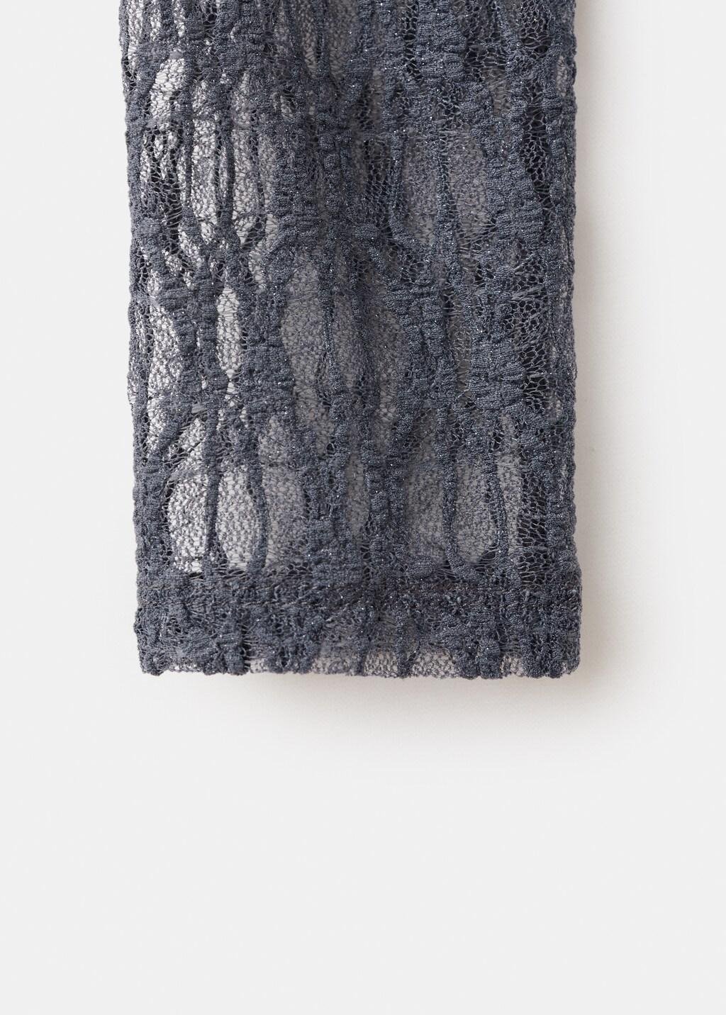 Grey Lace Top With Asymmetrical Neckline, Grey, large image number 5