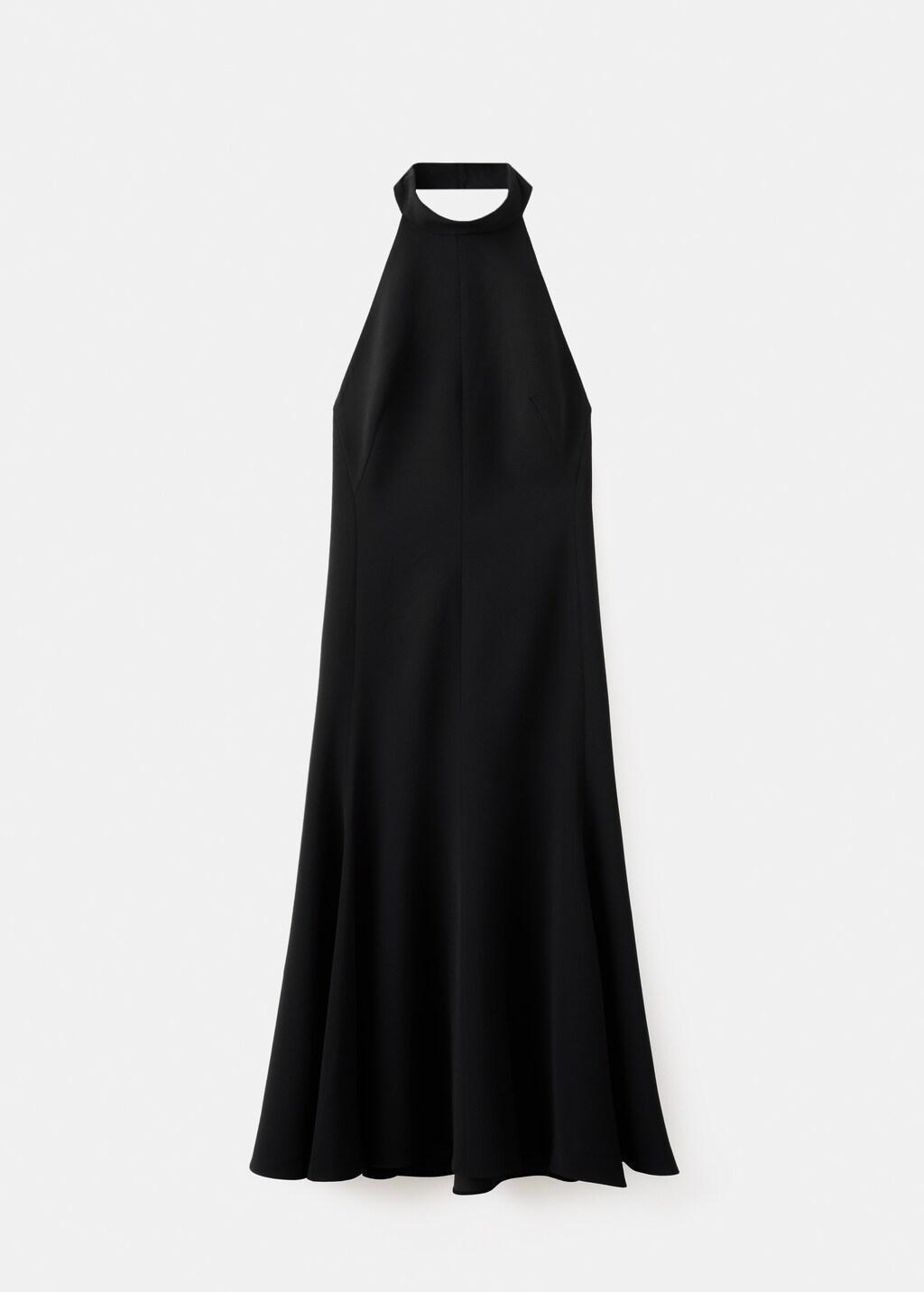 Black Halter-Neck Dress With Open Back, Black, large image number 5