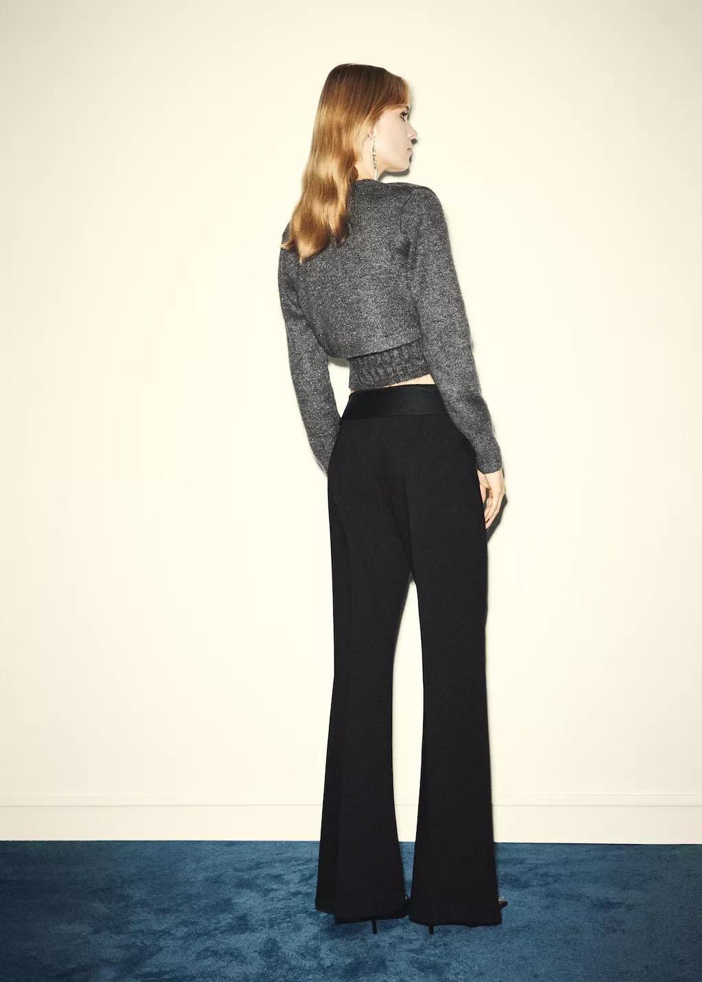 Grey Lurex Cropped Cardigan, Grey, medium