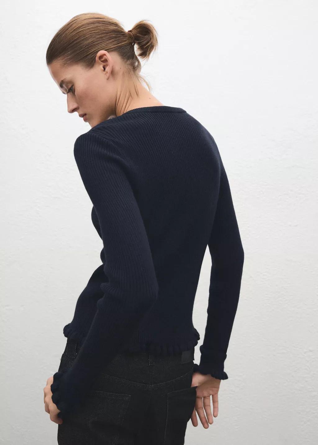 Navy Scalloped Edges Cardigan, Navy, large image number 2