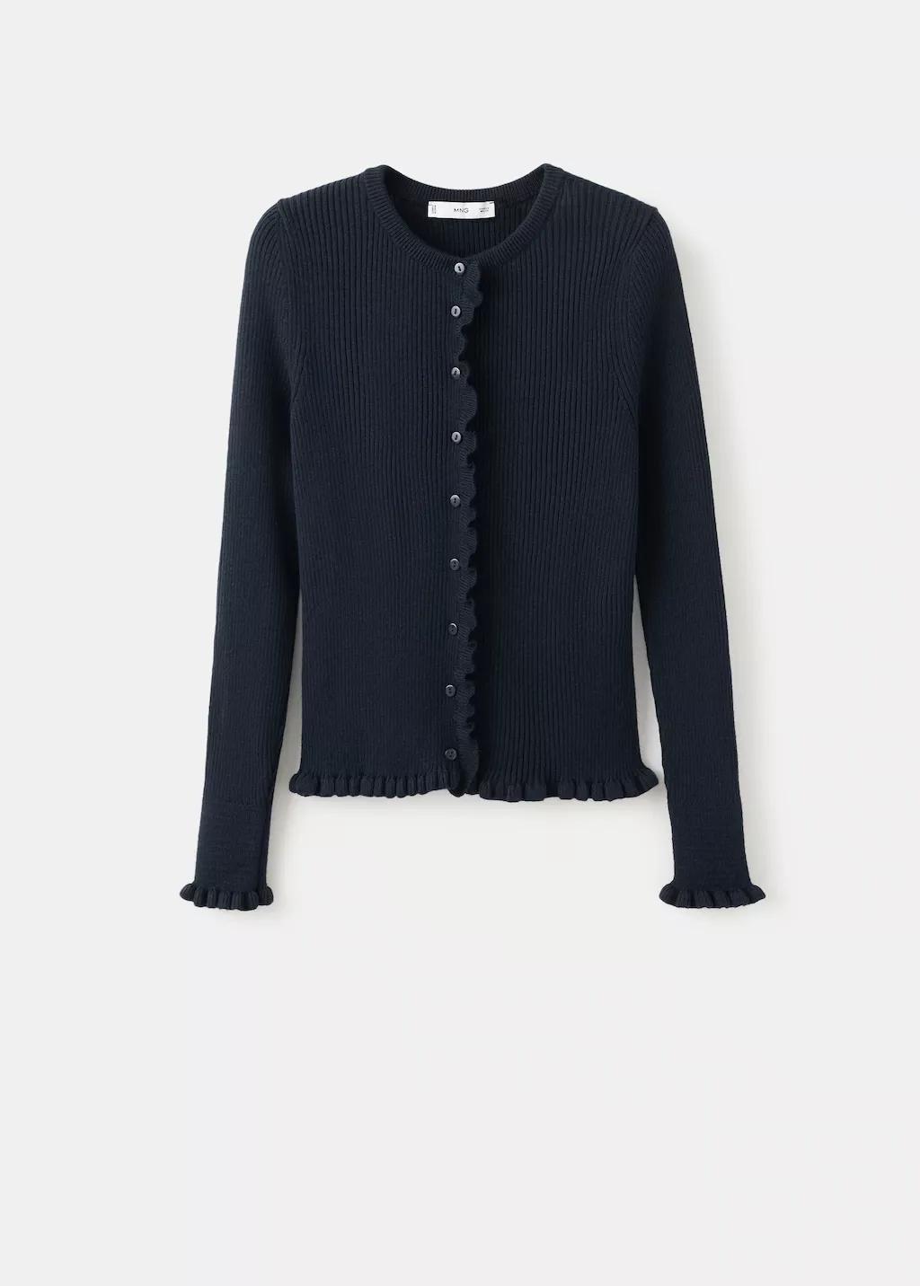 Navy Scalloped Edges Cardigan, Navy, large image number 6
