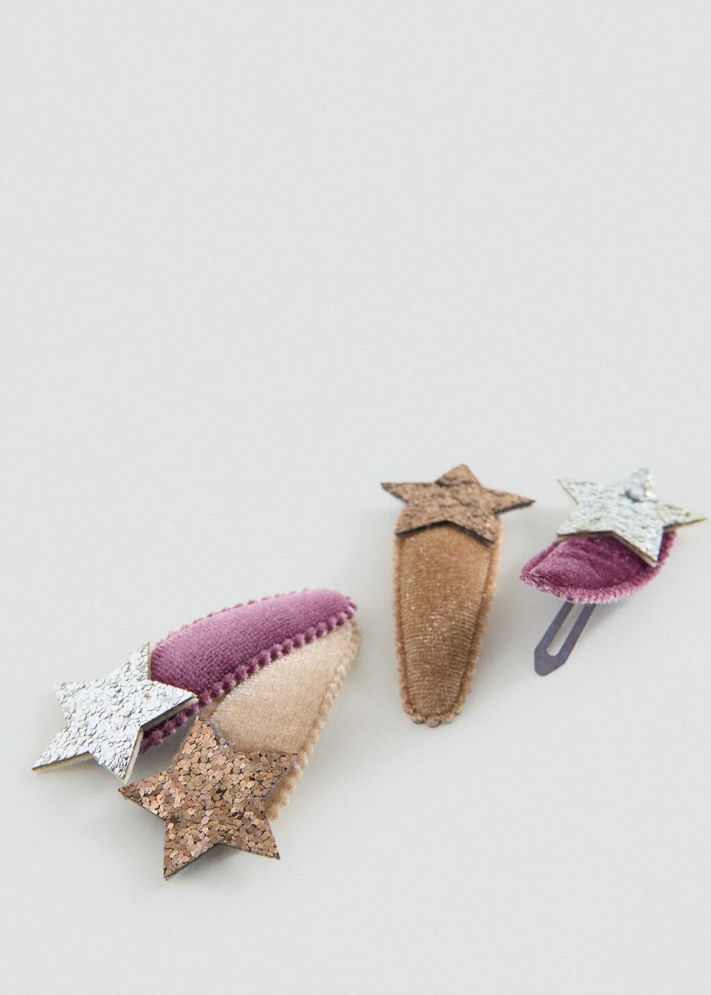 Pink Pack Of Star Clips, Kids Girl, Pink, medium