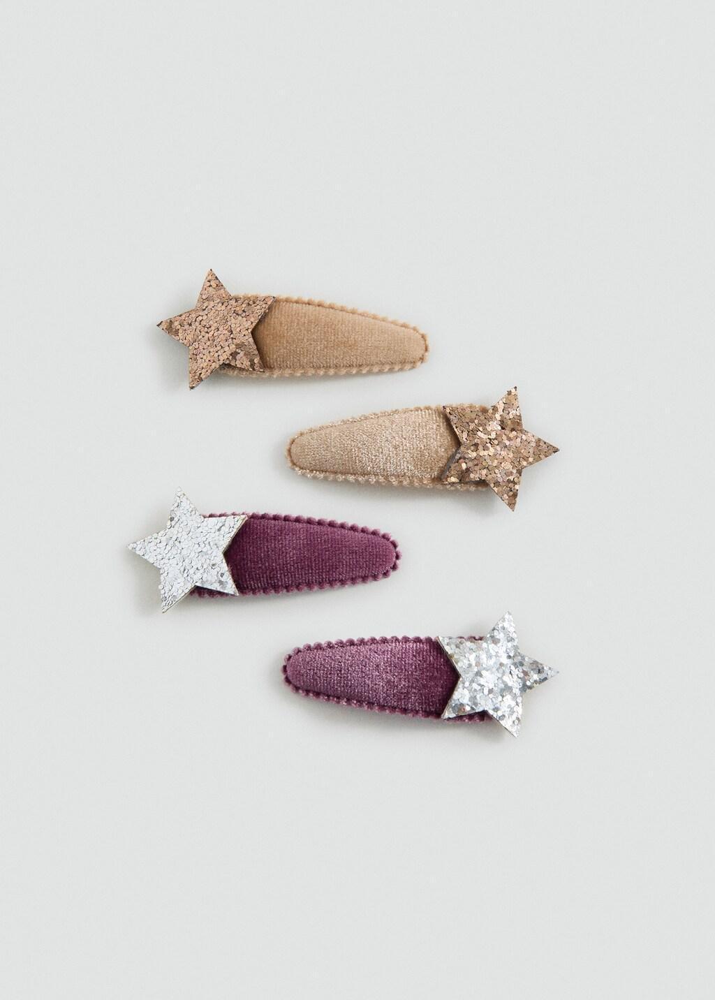 Pink Pack Of Star Clips, Kids Girl, Pink, medium