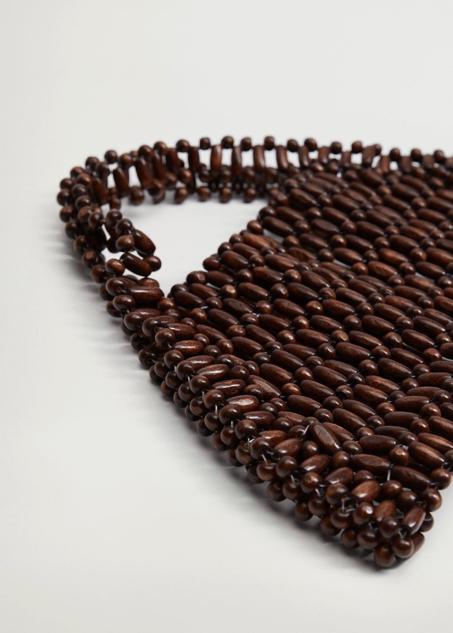Brown Wood Beaded Bag, Women, , large image number 1