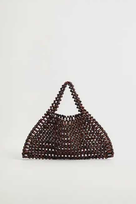 Brown Wood Beaded Bag, Women, , large image number 2