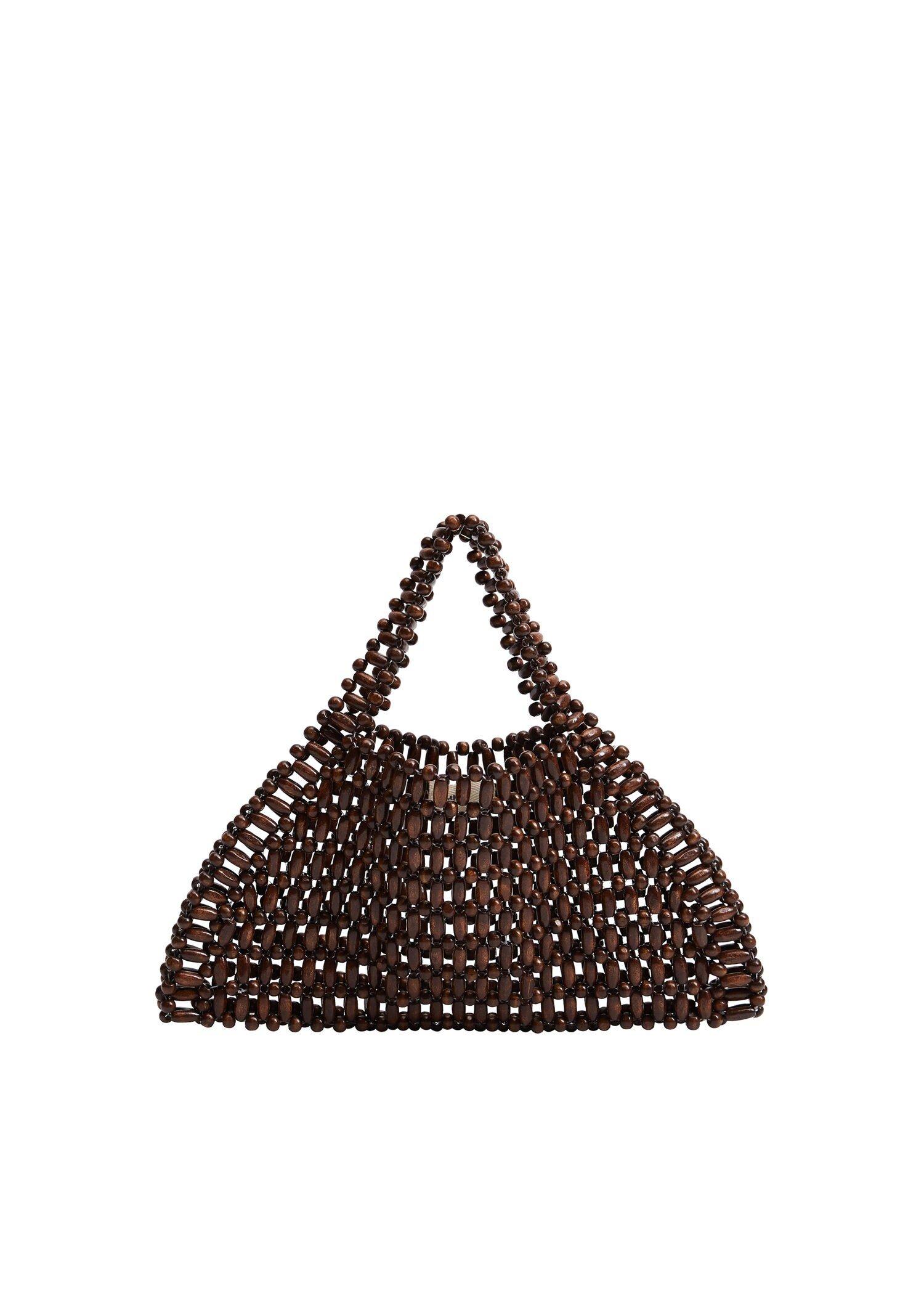 Brown Wood Beaded Bag, Women, , large image number 3
