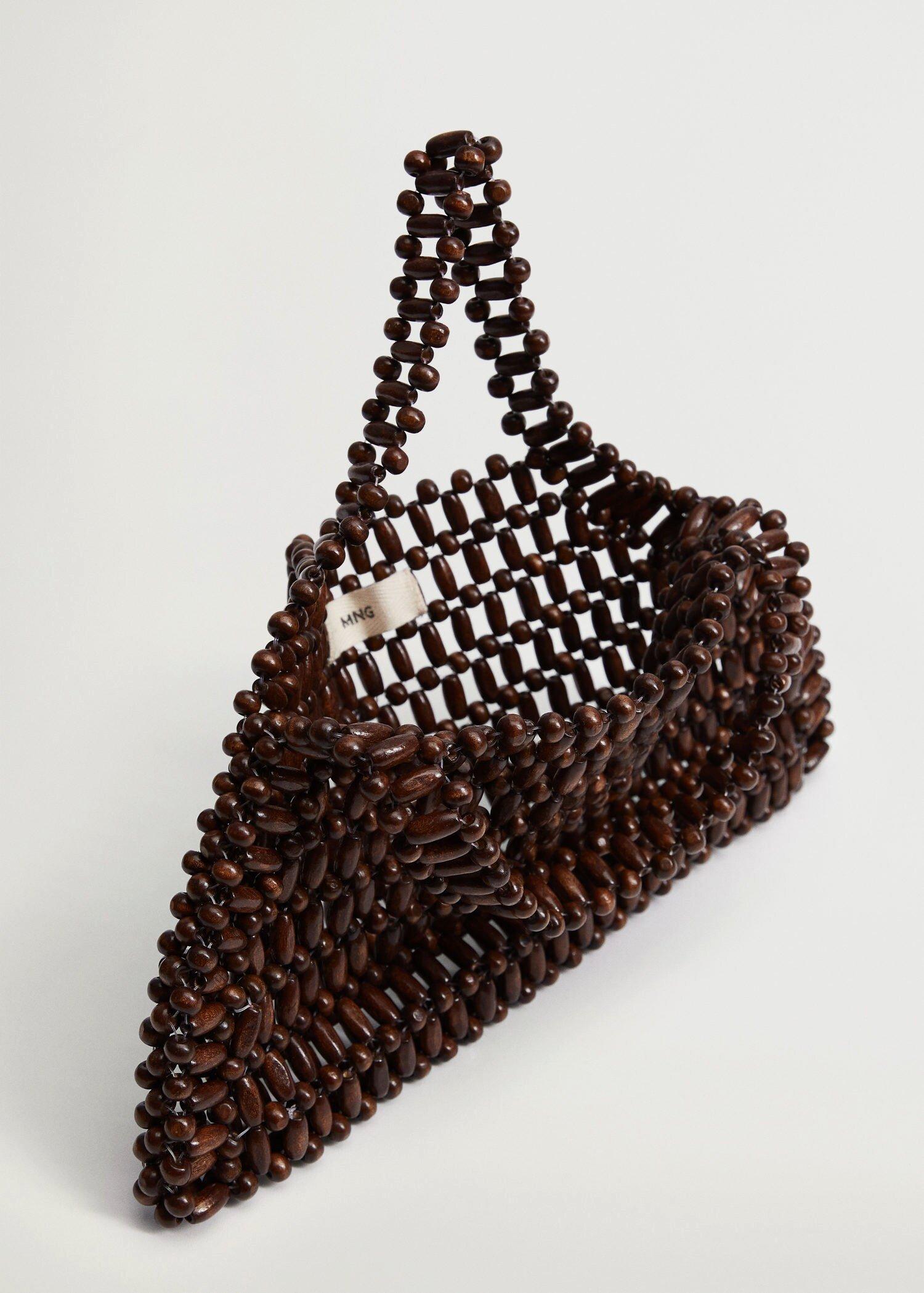 Brown Wood Beaded Bag, Women, , large image number 4