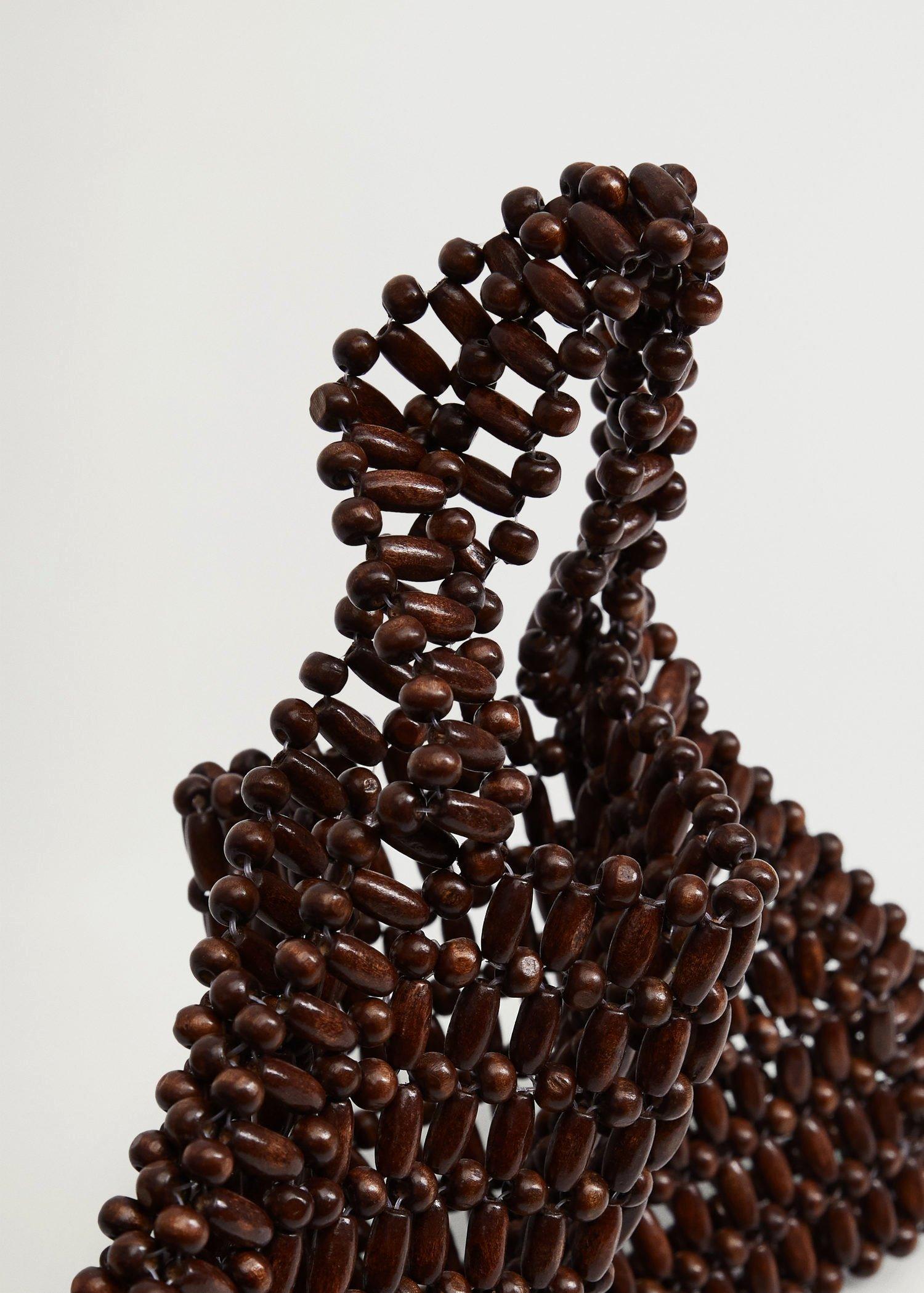 Brown Wood Beaded Bag, Women, , large image number 6