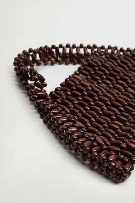 Brown Wood Beaded Bag, Women, , large image number 7