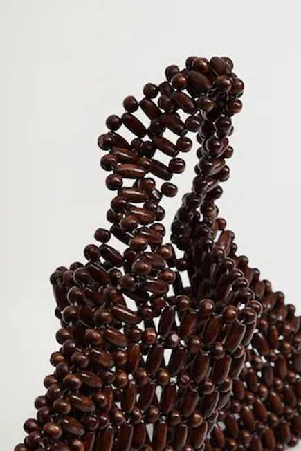 Brown Wood Beaded Bag, Women, , large image number 9
