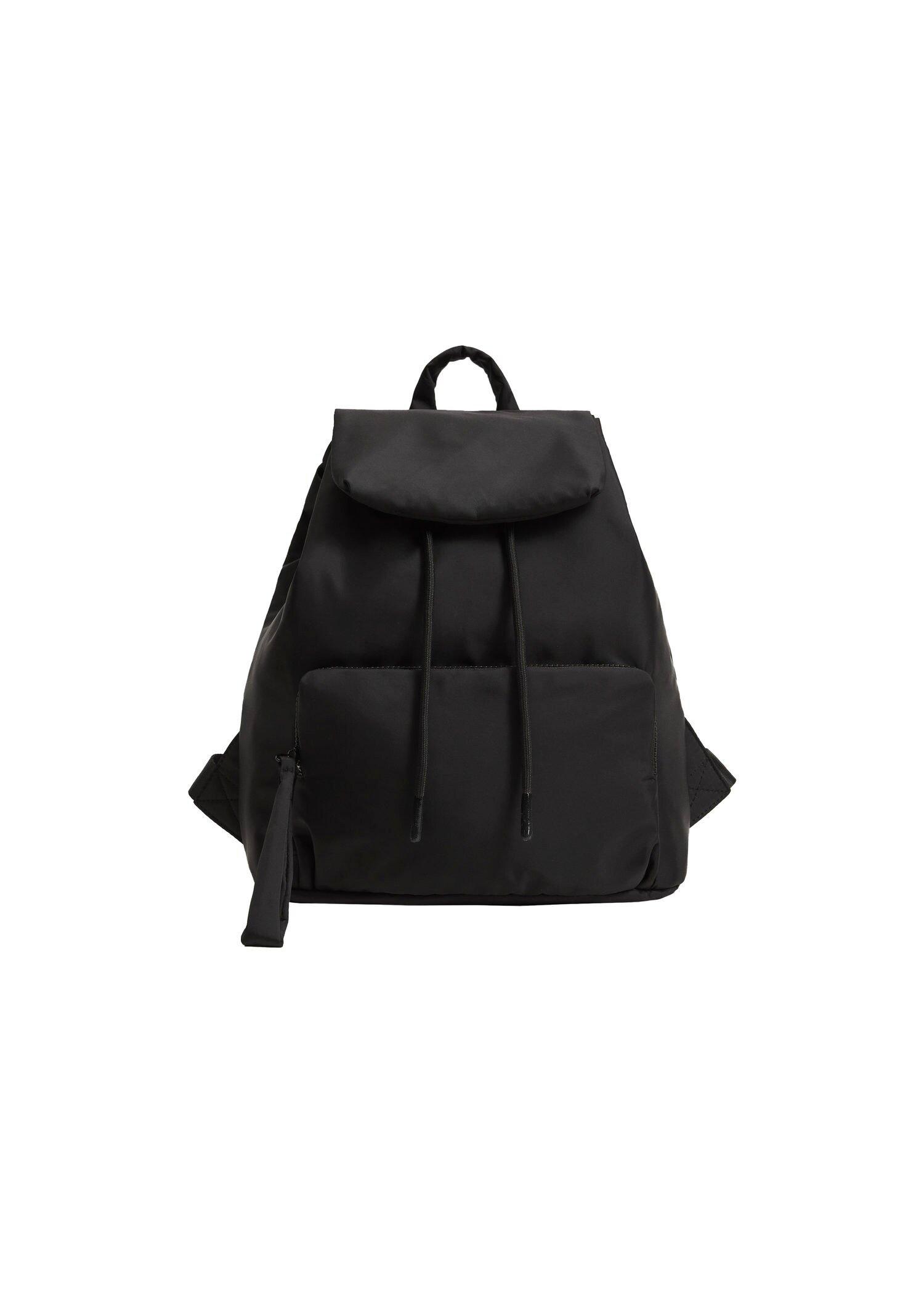 Black Quilted Backpack, Women, , large image number 1