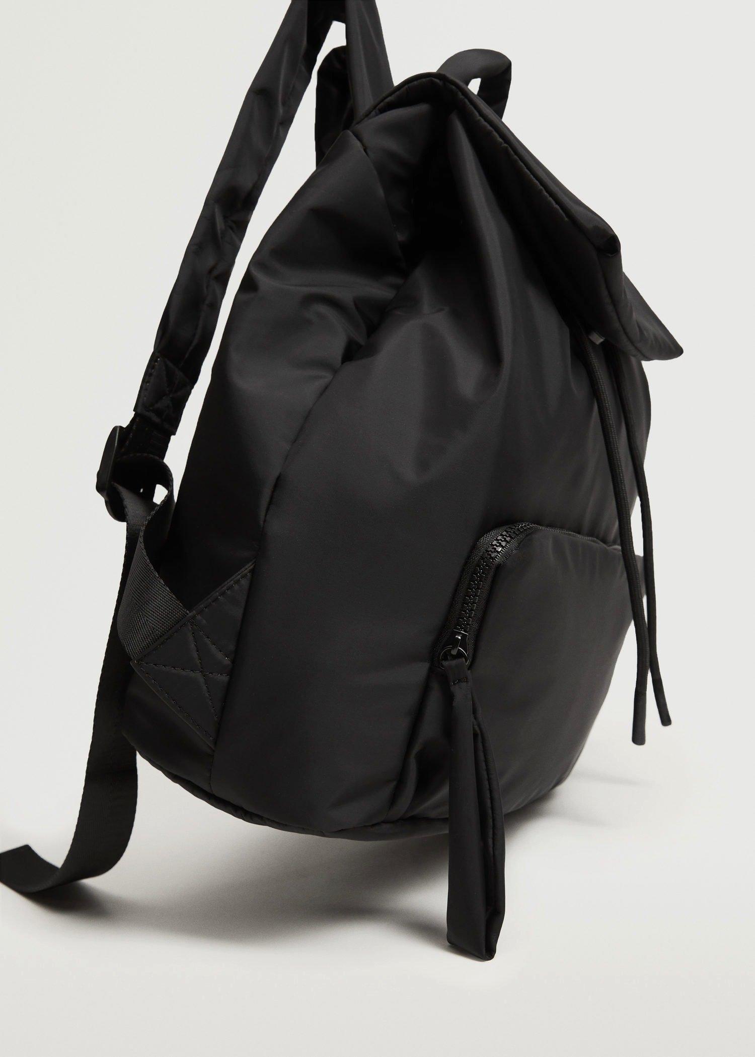 Black Quilted Backpack, Women, , large image number 2
