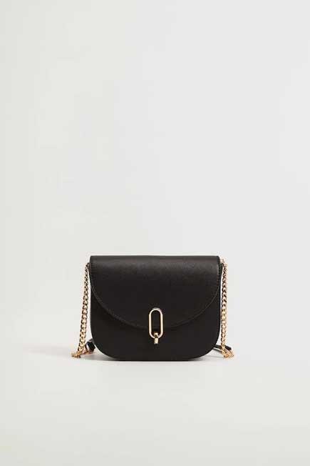 Black Flap Pebbled Bag, , large image number 2