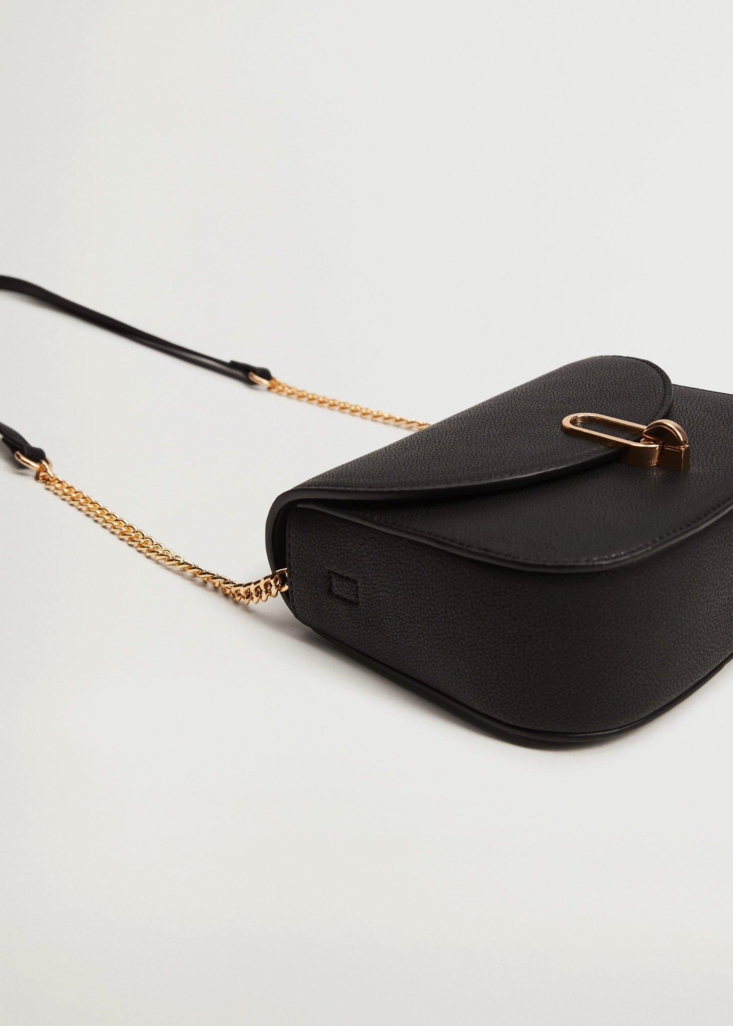 Black Flap Pebbled Bag, , large image number 3