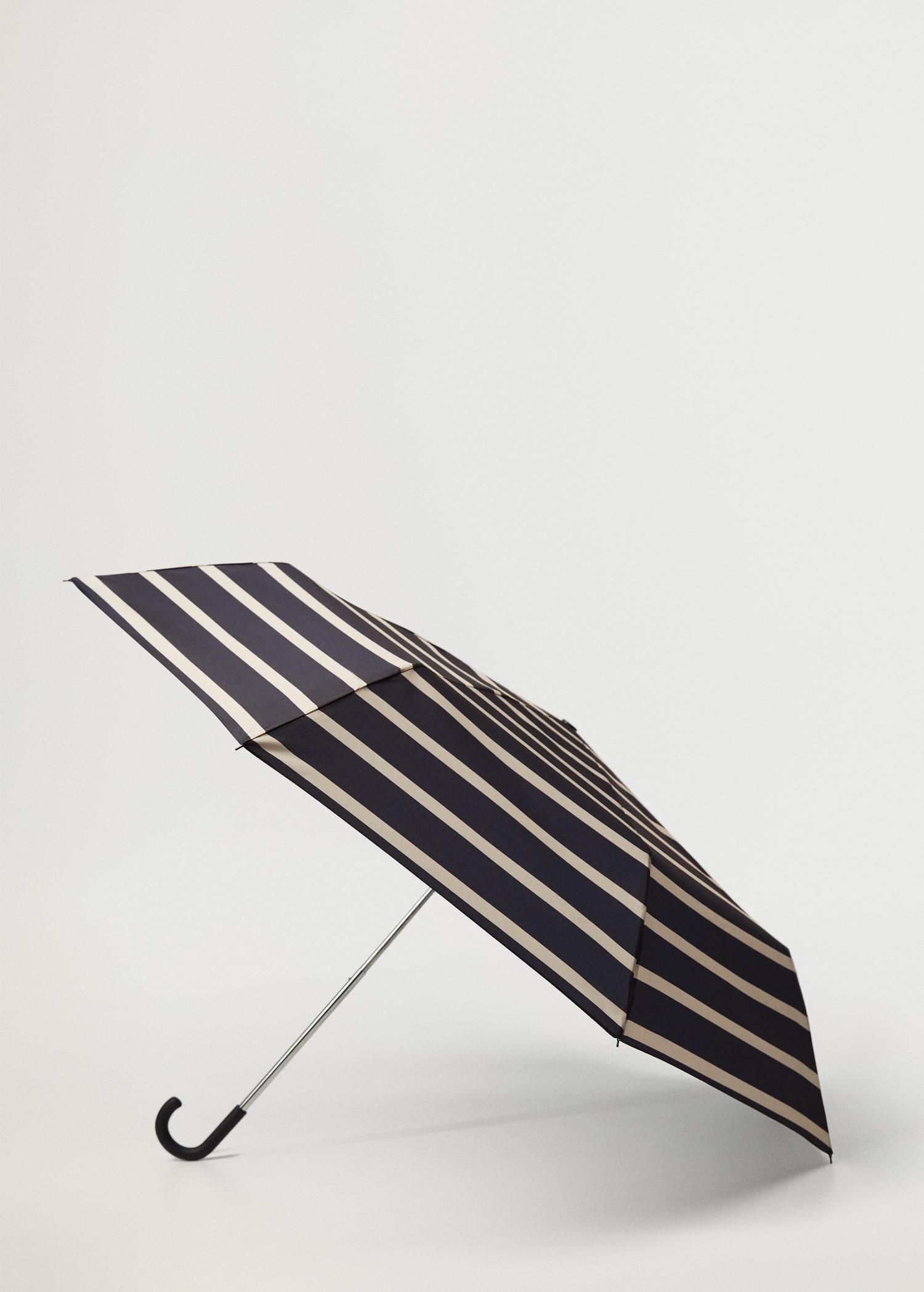 Navy Striped Folding Umbrella, Women, , large image number 1