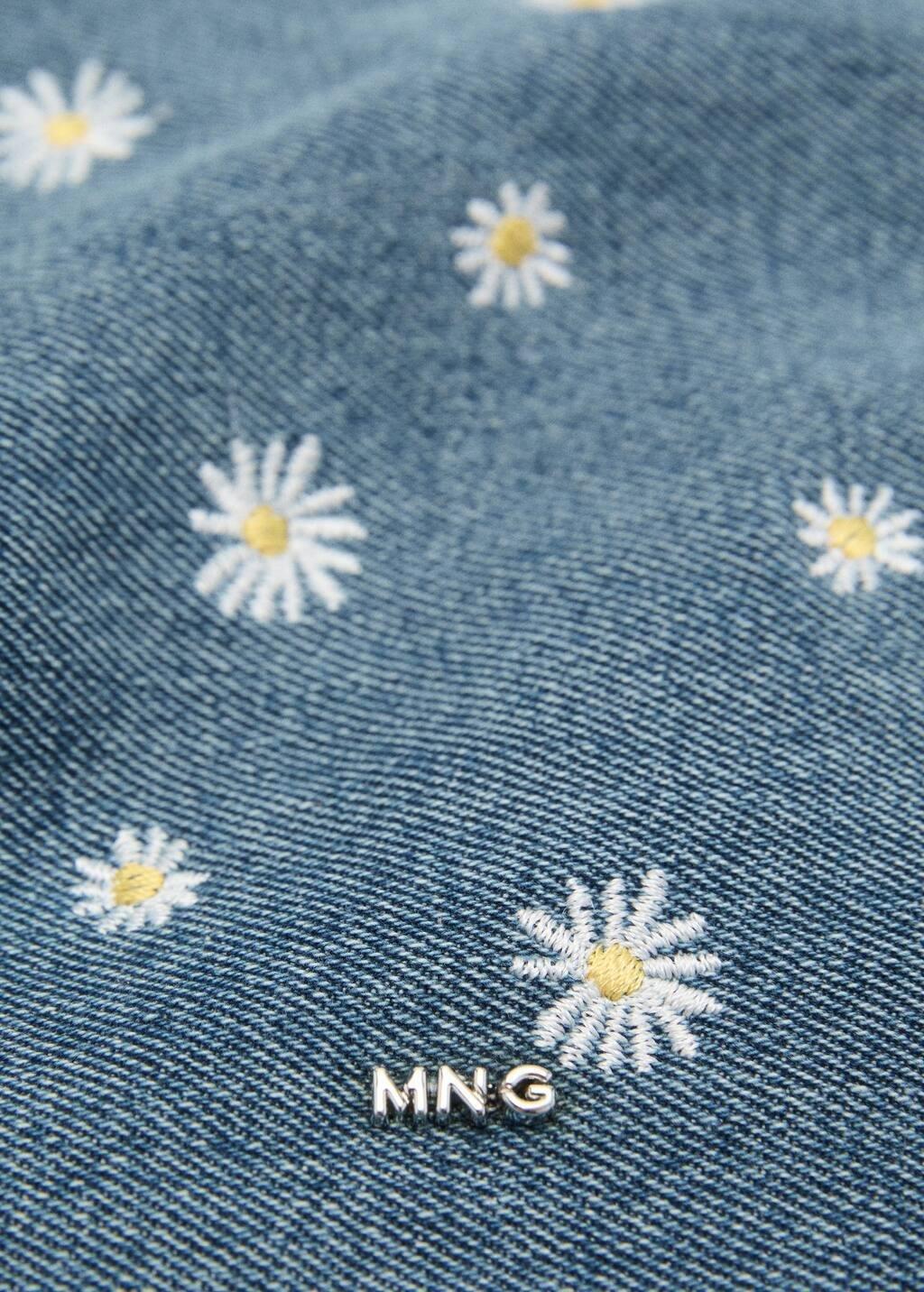 OPEN BLUE Denim toiletry bag embroidered with flowers, Open Blue, large image number 2