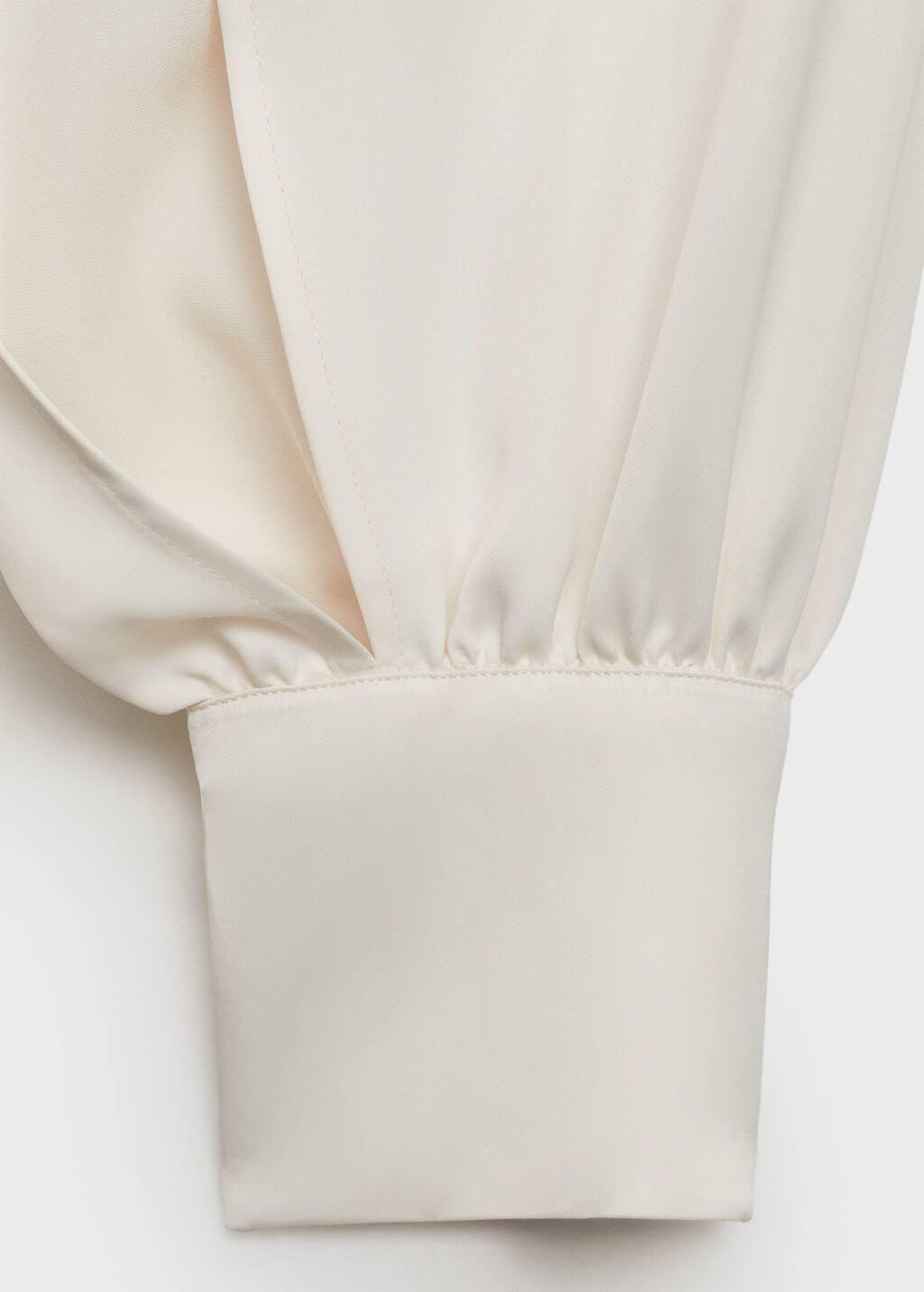 Cream Satin Dress With Slit Sleeves, , large image number 4