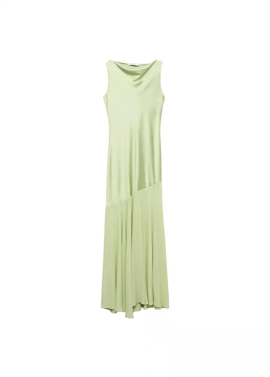 Green Combined Dress With Asymmetrical Cut, , large image number 0