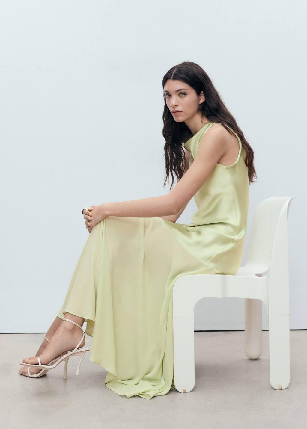 Green Combined Dress With Asymmetrical Cut, , large image number 3