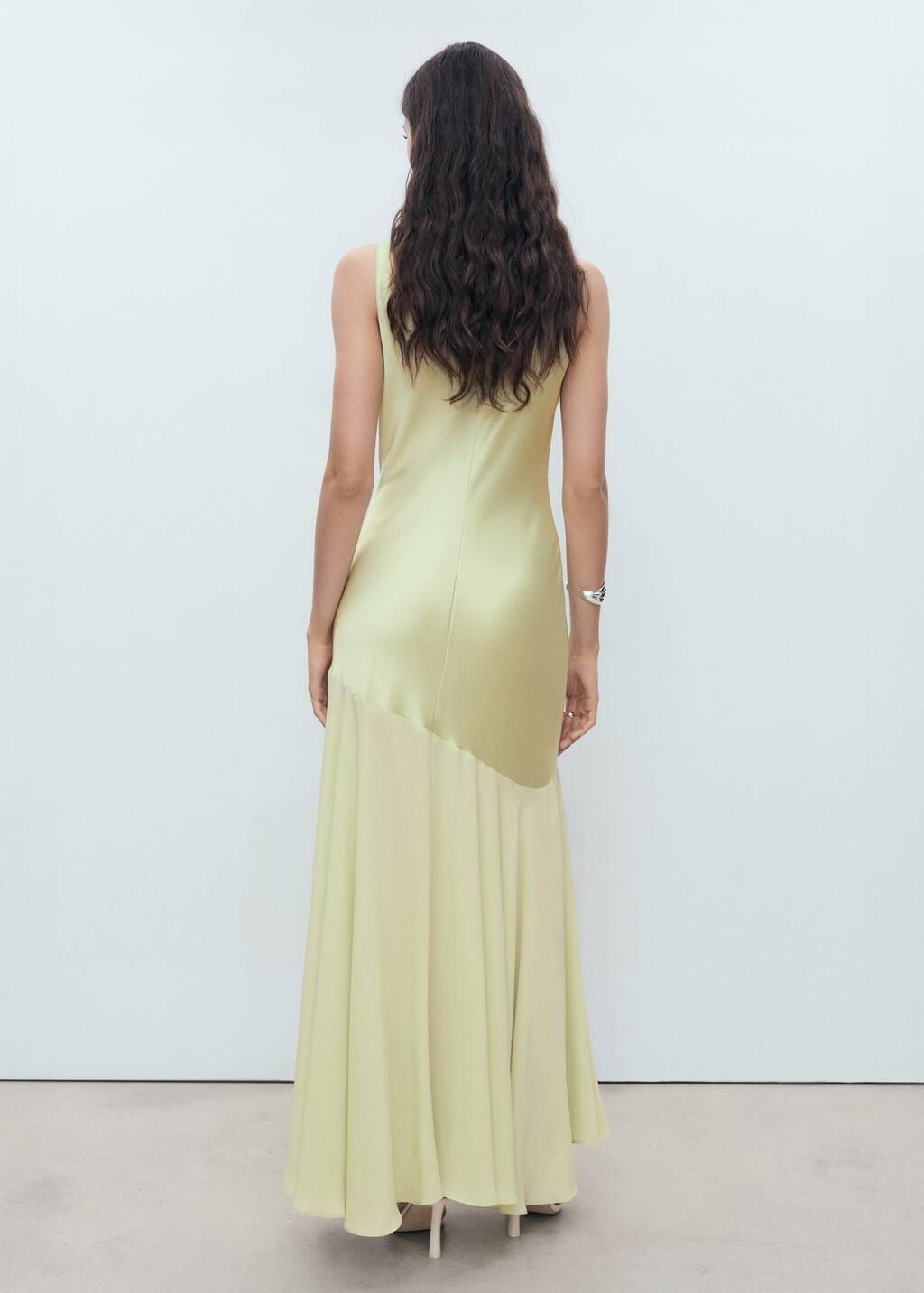 Green Combined Dress With Asymmetrical Cut, , large image number 6
