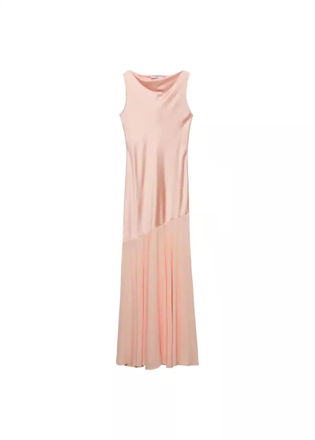 Pink Combined Dress With Asymmetrical Cut, , large image number 0