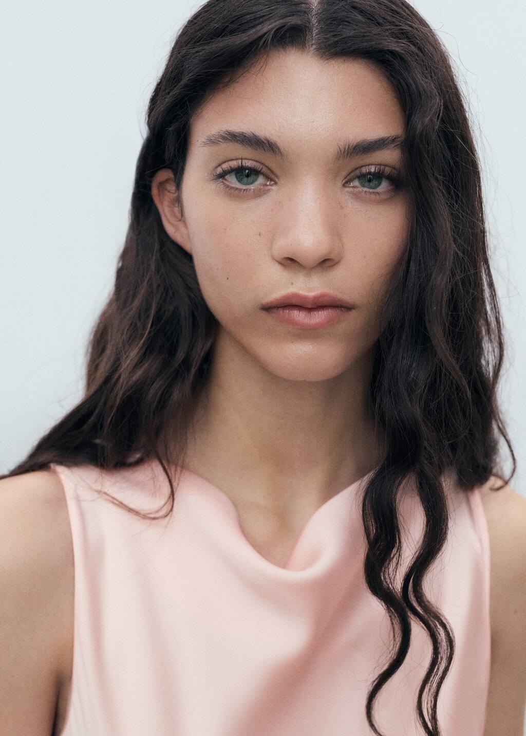 Pink Combined Dress With Asymmetrical Cut, , large image number 2