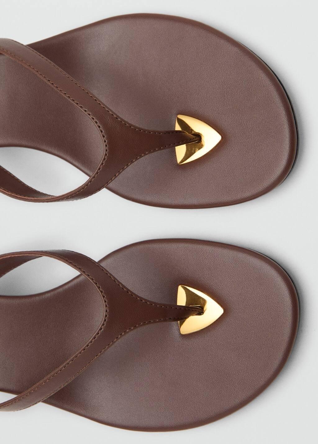 Brown Heeled Sandals With Metallic Detail, , large image number 3