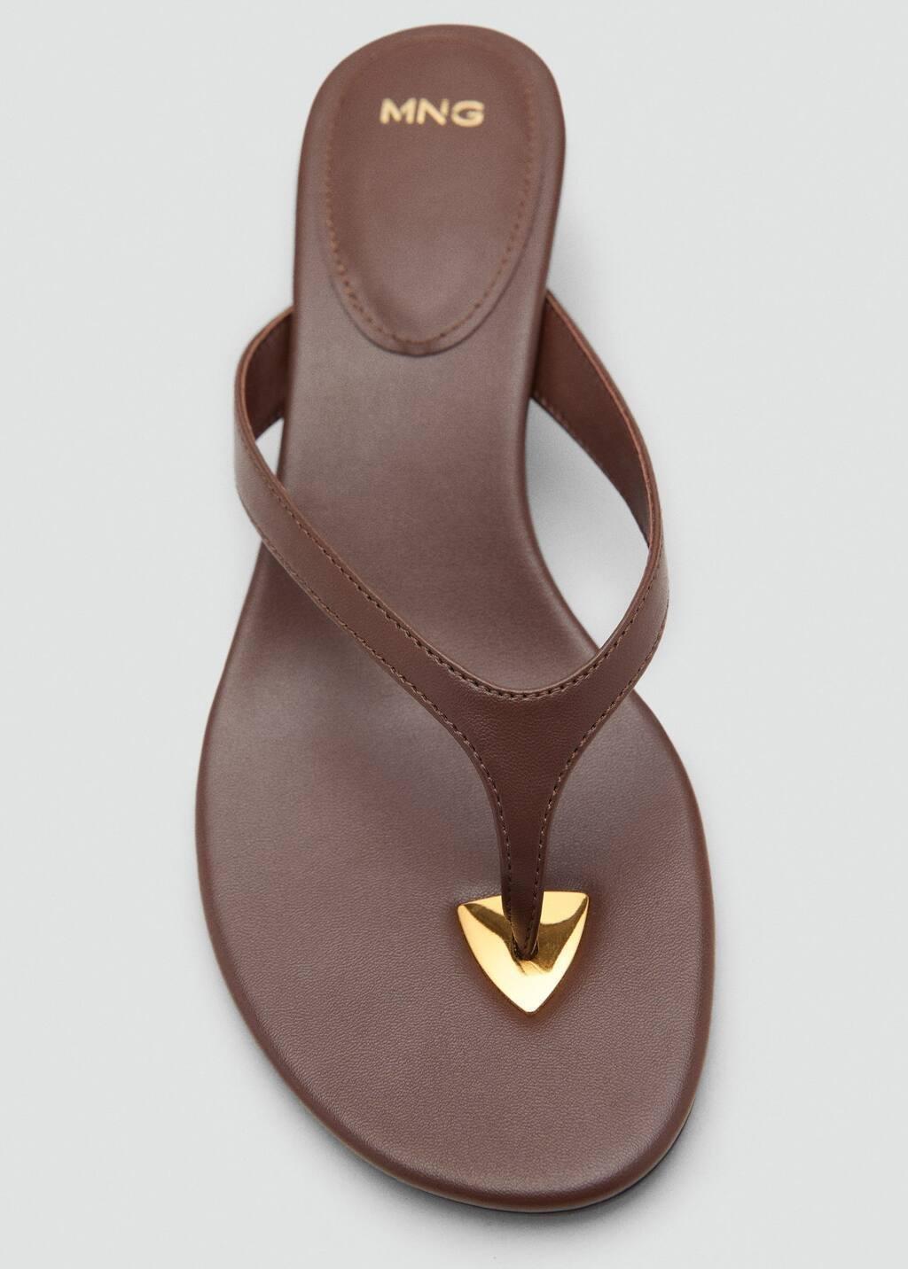 Brown Heeled Sandals With Metallic Detail, , large image number 5