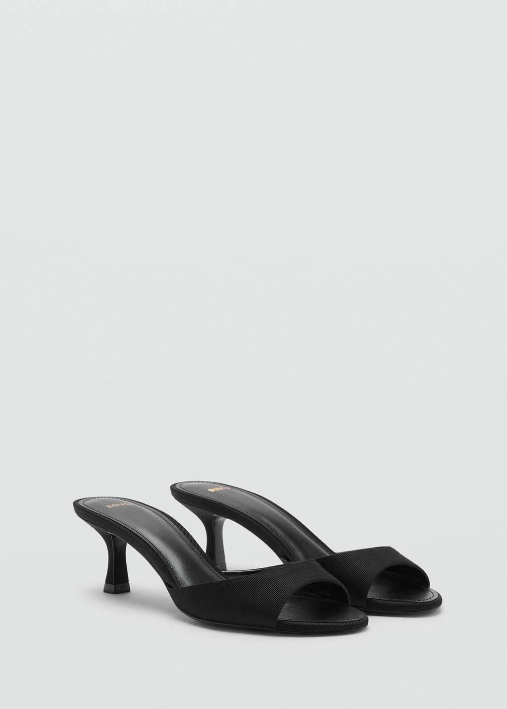 BLACK Kitten-heel sandals with strap, , large image number 0