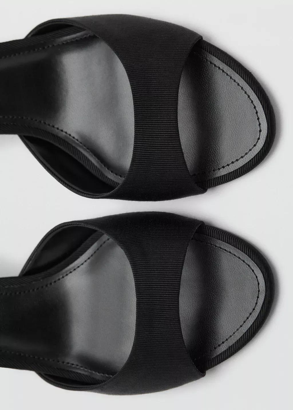 BLACK Kitten-heel sandals with strap, , large image number 2