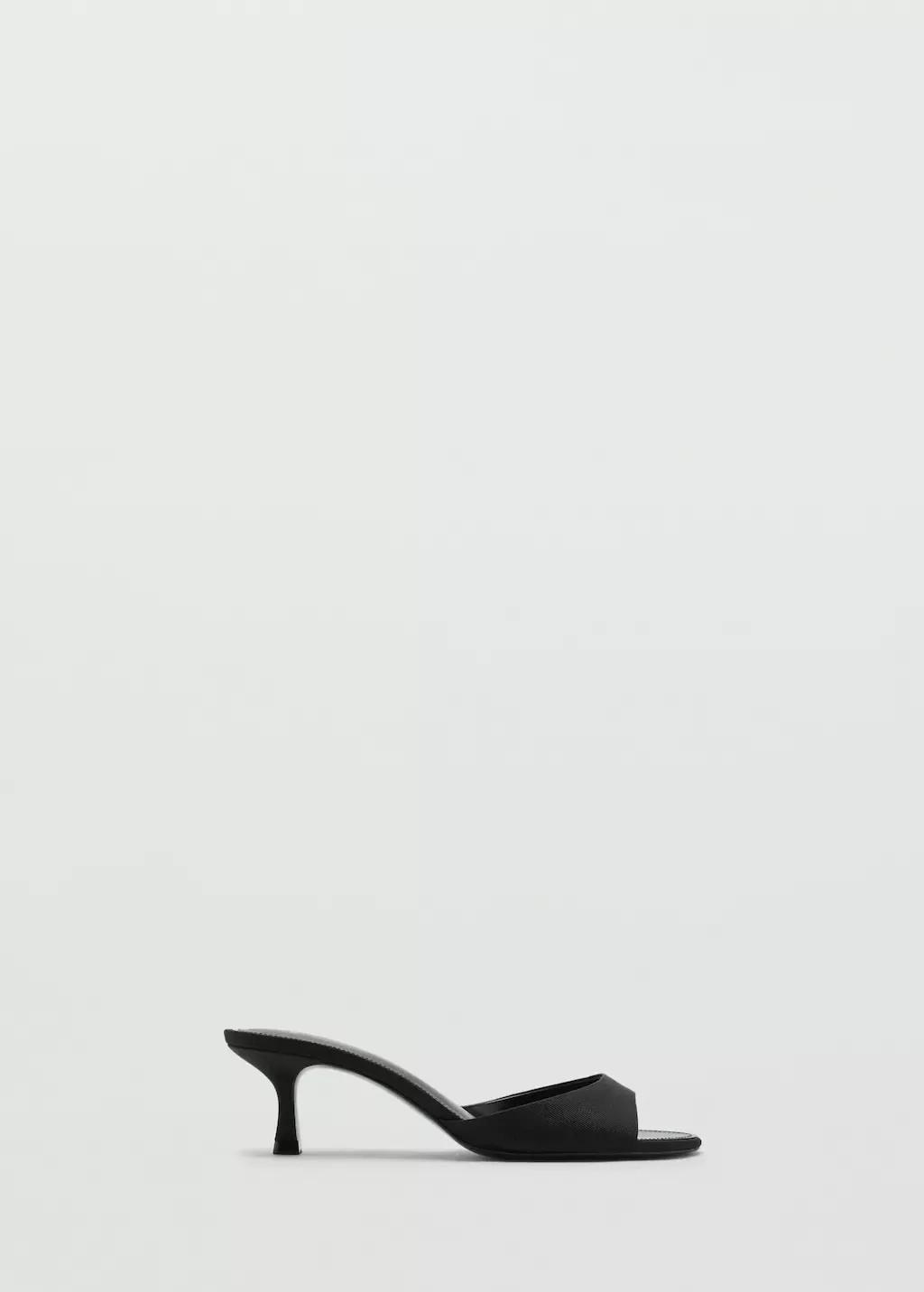 BLACK Kitten-heel sandals with strap, , large image number 3