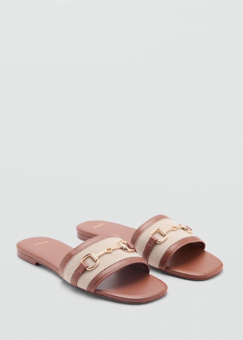 Brown Sandals With Buckle Strap, , large image number 0