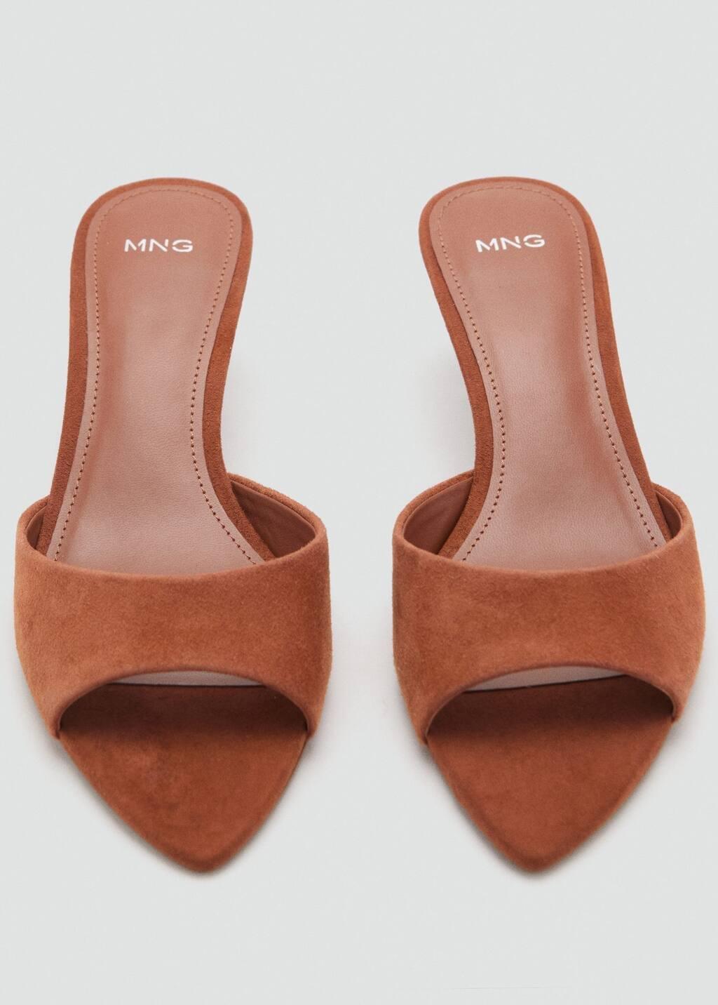 Orange Kitten-Heel Leather Sandal, , large image number 1