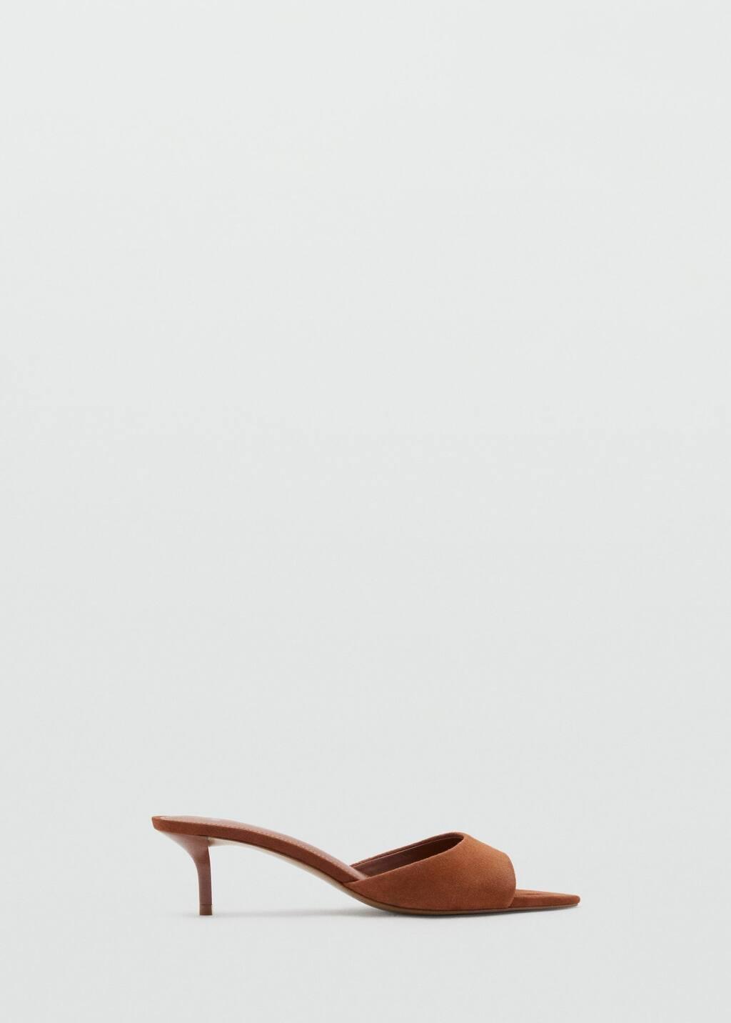 Orange Kitten-Heel Leather Sandal, , large image number 2