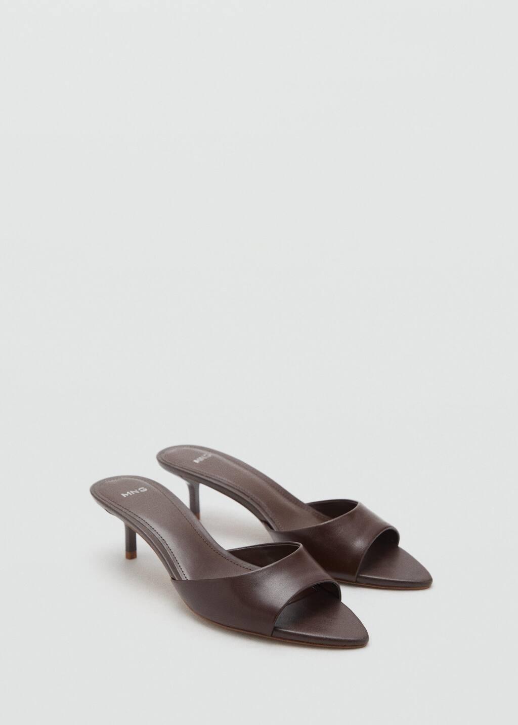 Burgundy Kitten-Heel Leather Sandal, , large image number 0