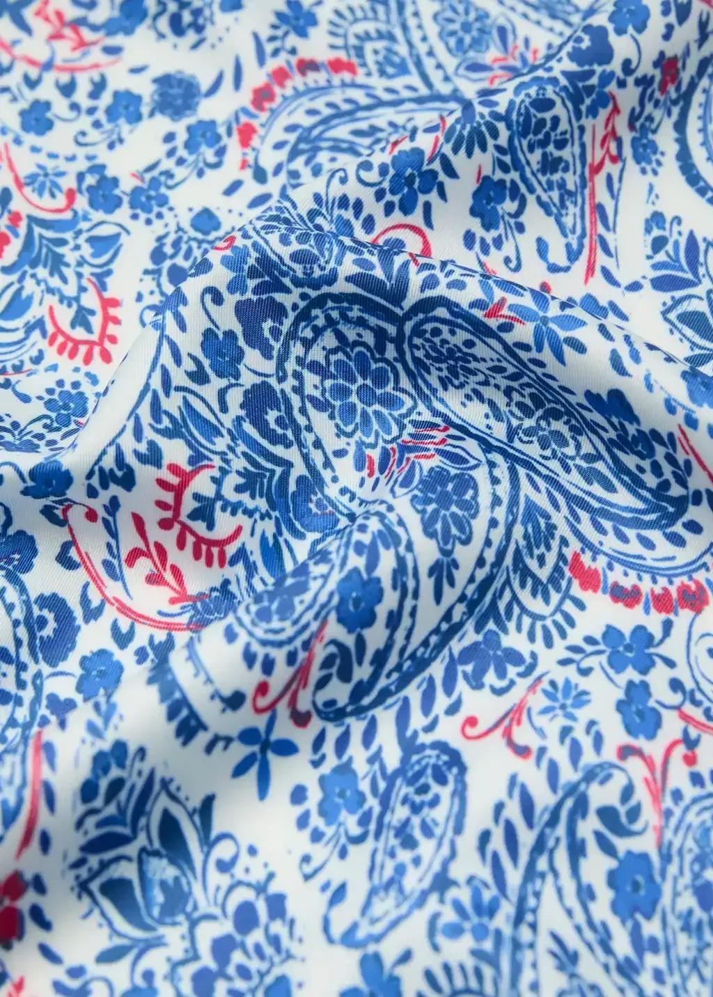 Blue Paisley Print Scarf, Medium Blue, large image number 0
