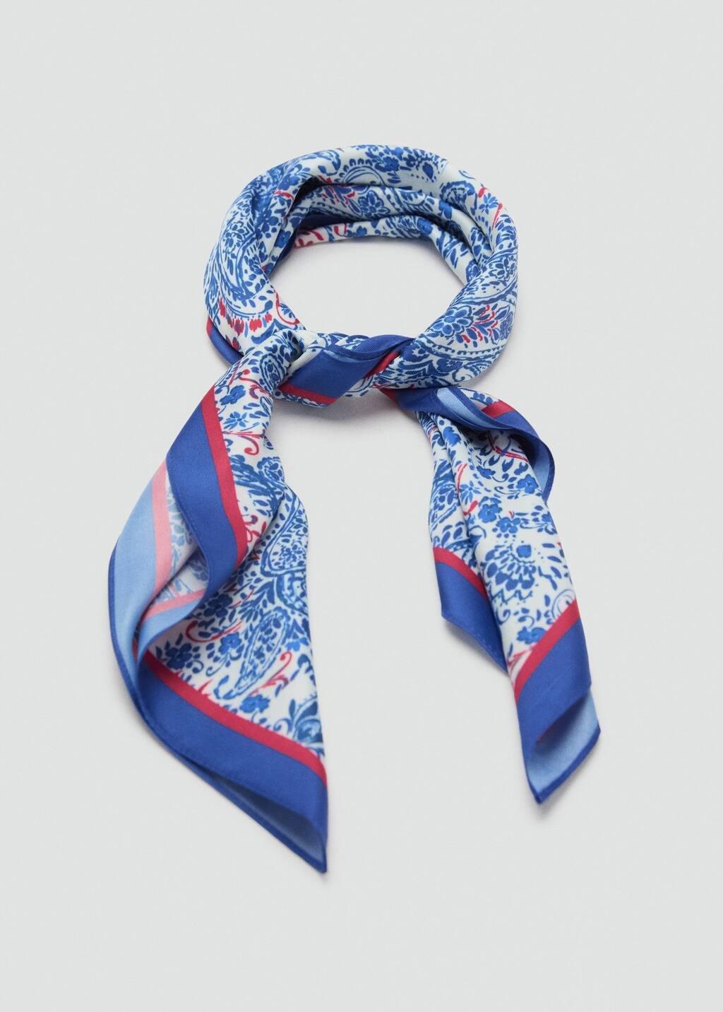 Blue Paisley Print Scarf, Medium Blue, large image number 1