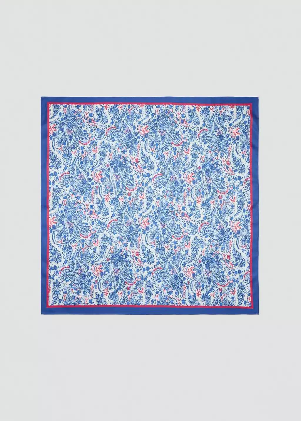 Blue Paisley Print Scarf, Medium Blue, large image number 3