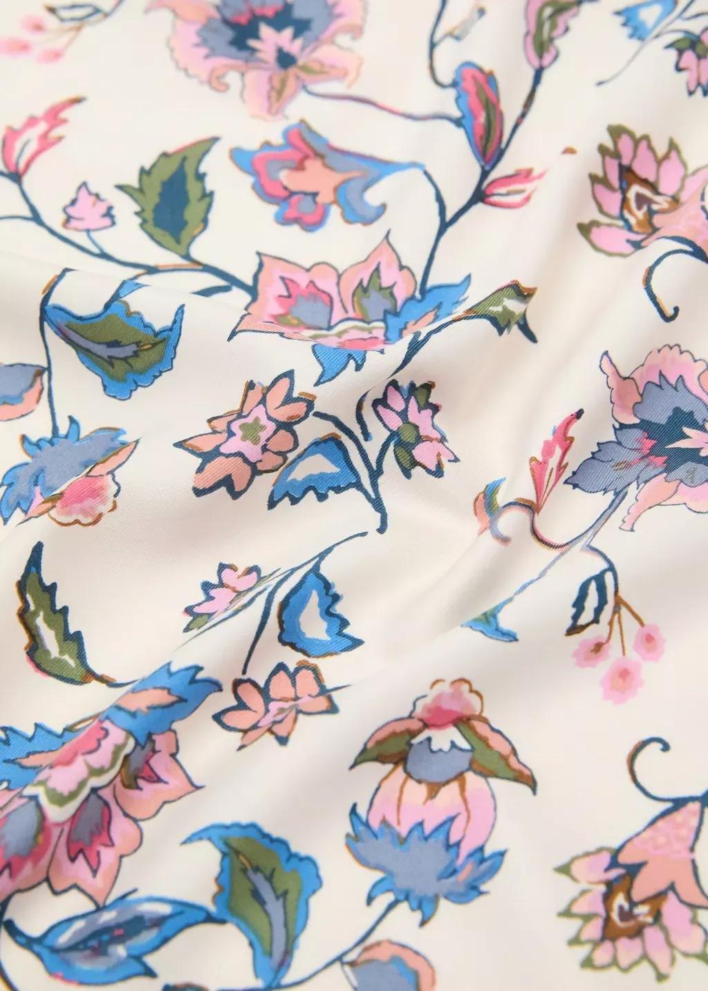 Beige Floral Scarf, Light Beige, large image number 0
