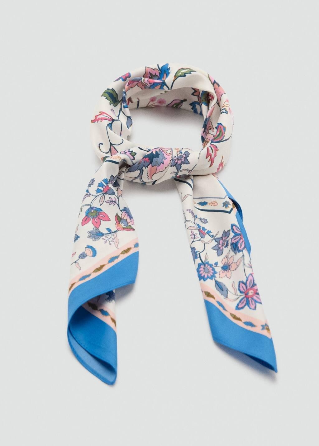 Beige Floral Scarf, Light Beige, large image number 1
