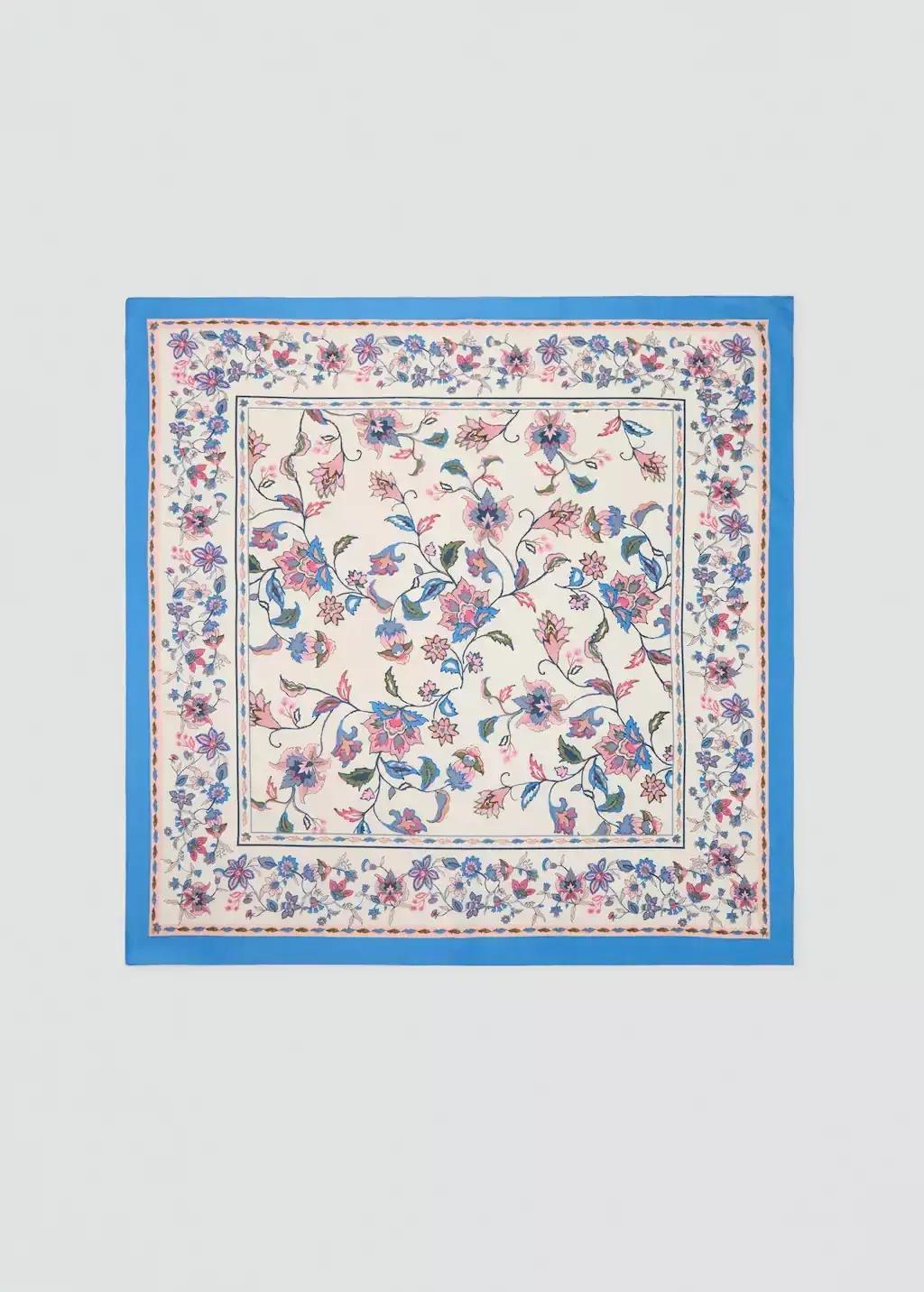 Beige Floral Scarf, Light Beige, large image number 2