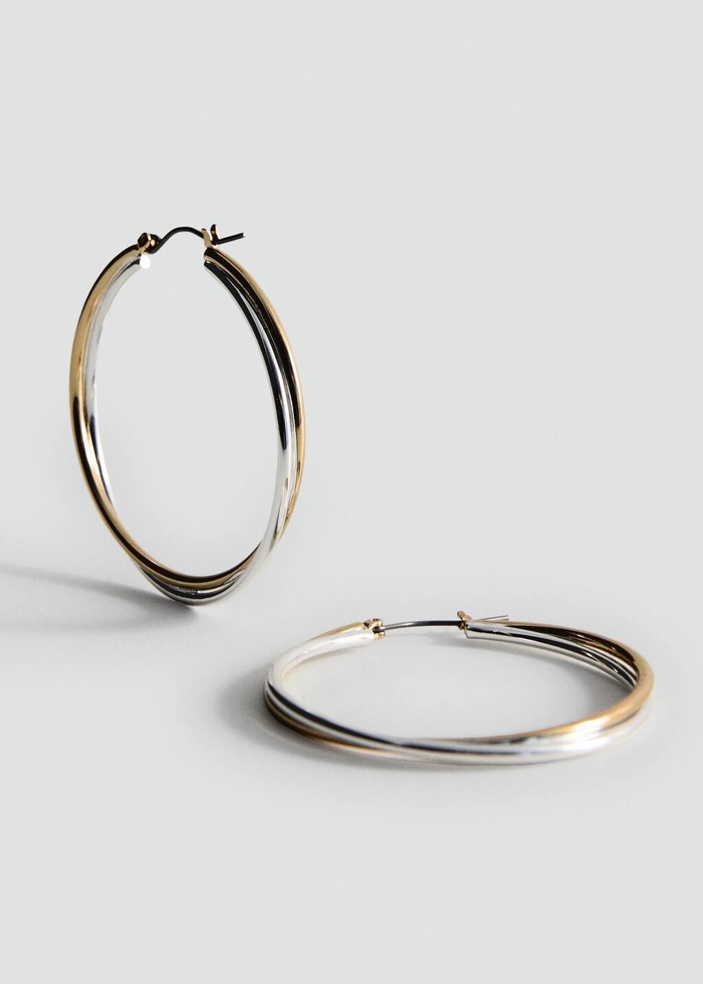 GOLD Two-tone double-hoop earrings, Gold, large image number 1