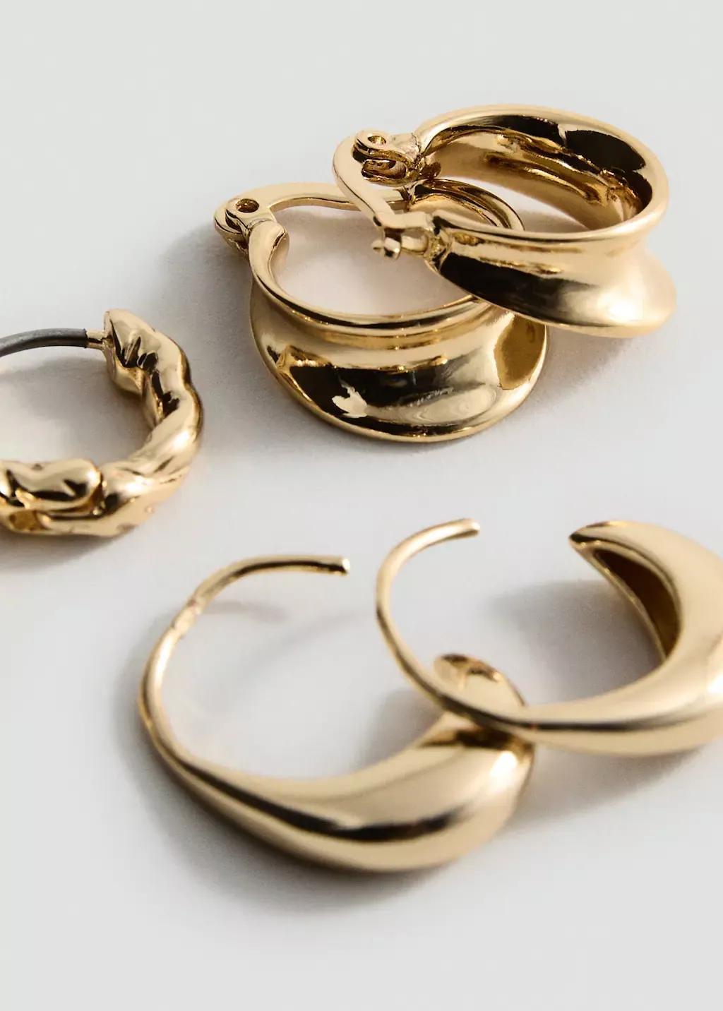 Gold Set Of 3 Hoop Earrings, Gold, large image number 0