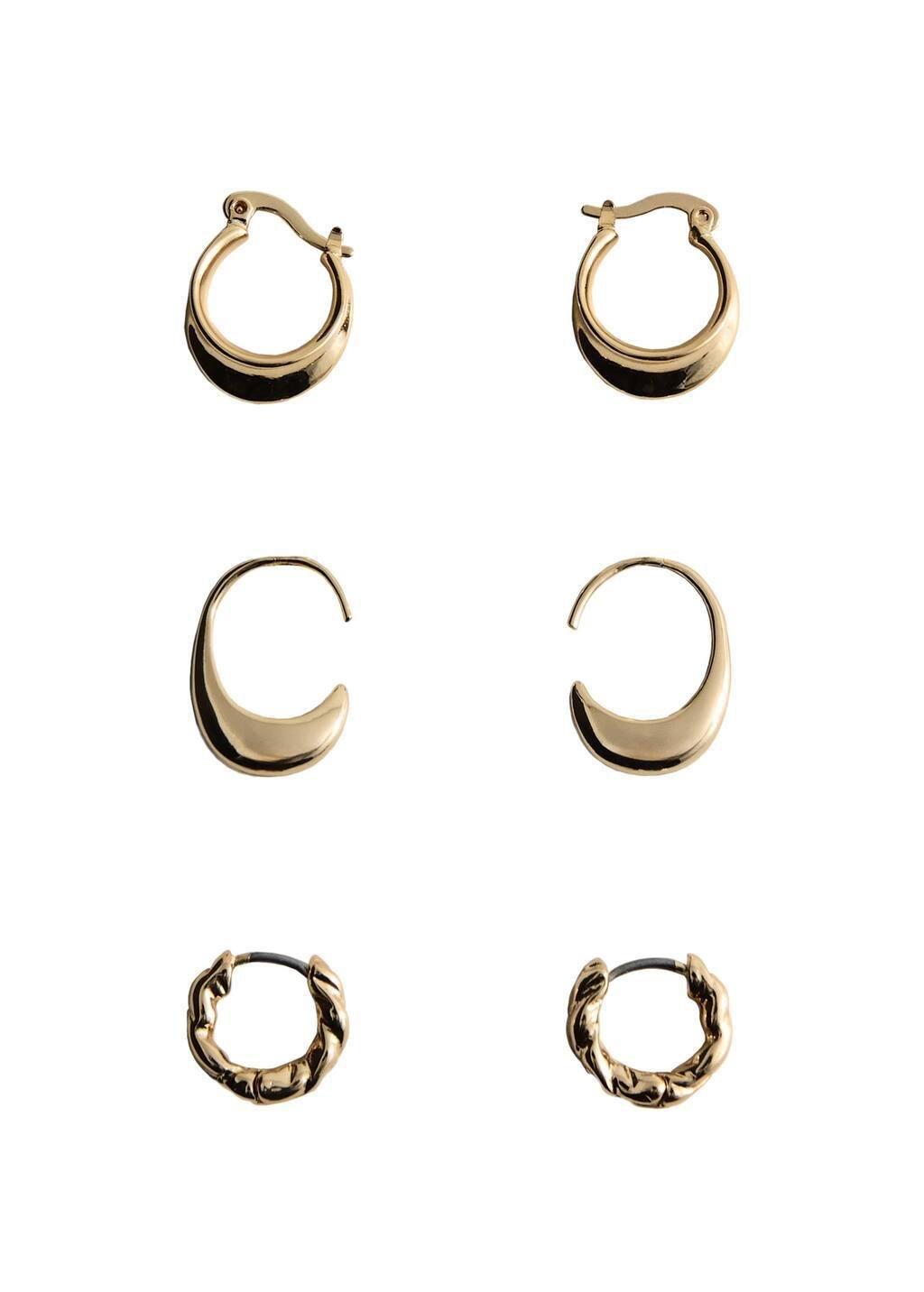 Gold Set Of 3 Hoop Earrings, Gold, large image number 1