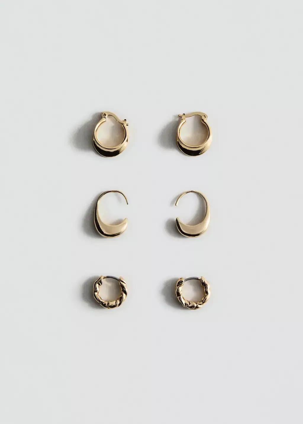 Gold Set Of 3 Hoop Earrings, Gold, large image number 2