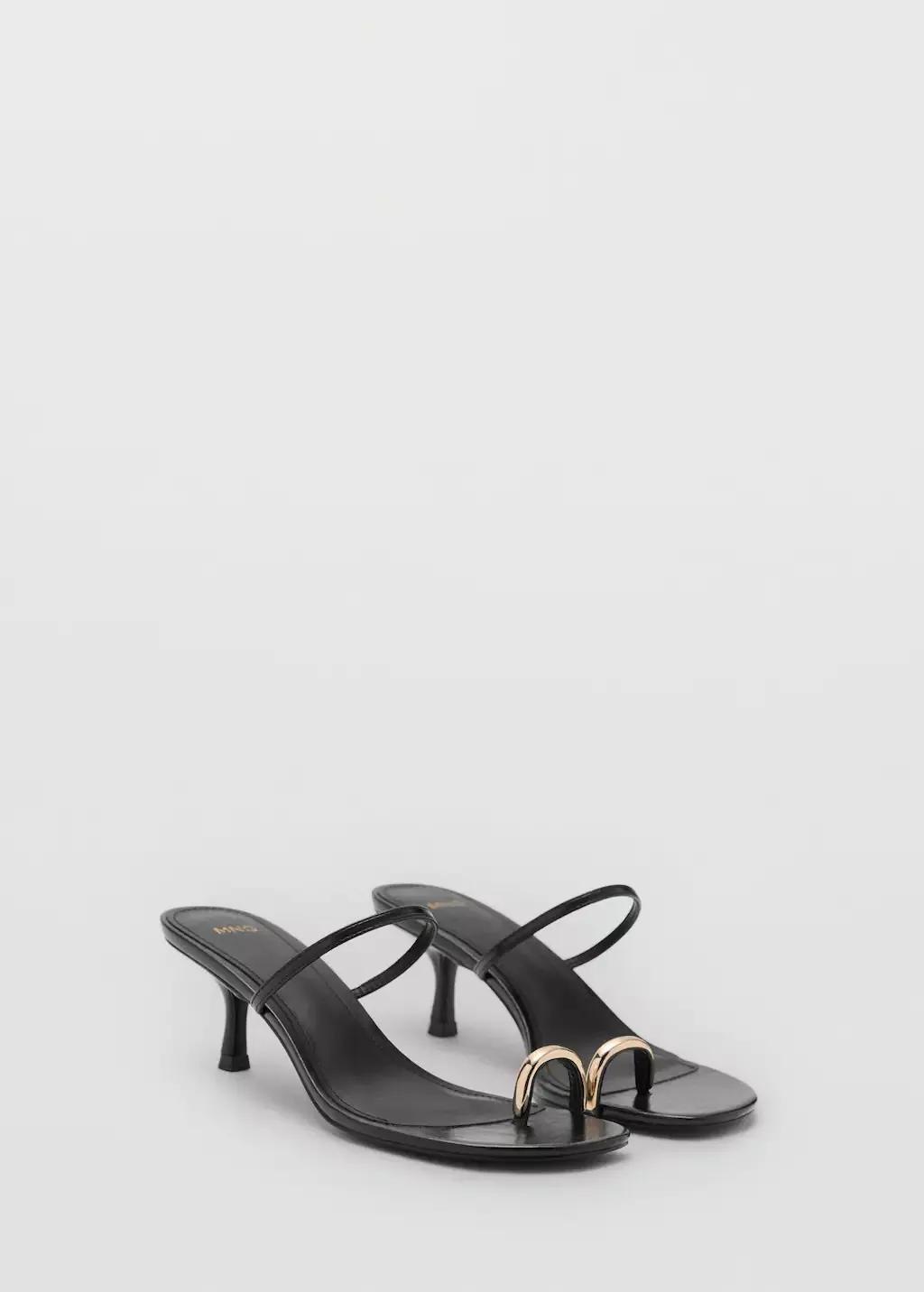 BLACK Heeled sandals with metallic detail, , large image number 2