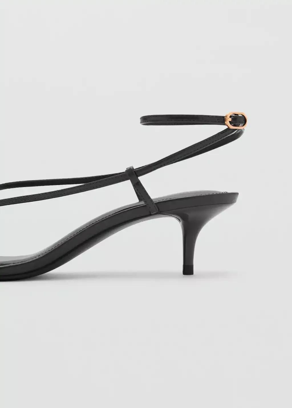 Black Heeled Sandals With Thin Strap, Black, medium