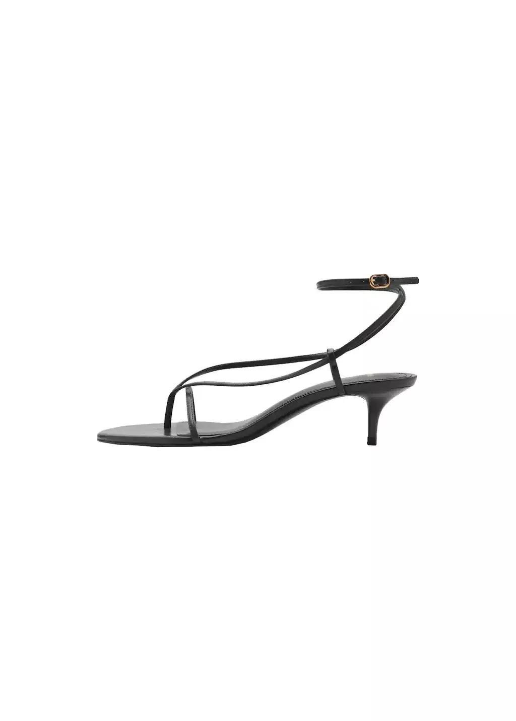 Black Heeled Sandals With Thin Strap, , large image number 3