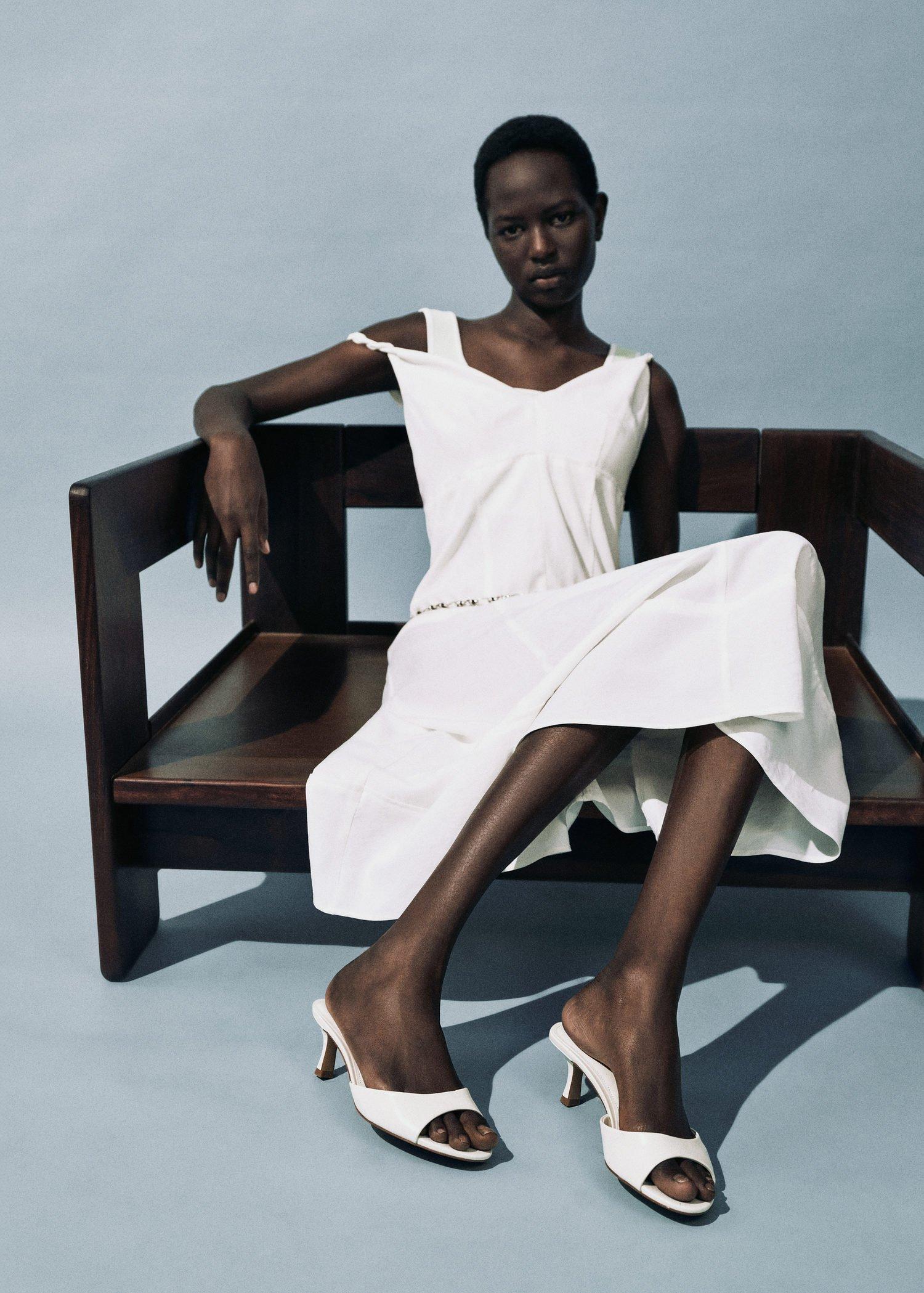 LIGHT BEIGE Kitten-heel sandals with strap, Light Beige, medium